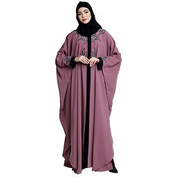 Front open kaftan with embroidery work- Puce Pink Front open kaftan with embroidery work- Puce Pink
